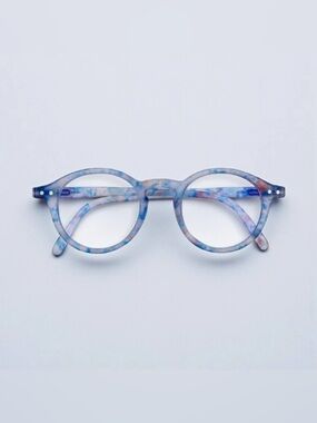 Round Marble-Pattern Women's Glasses in Blue